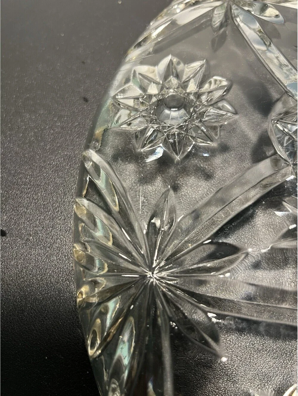 Anchor Hocking 1960s EAPC Star Of David Pressed Glass Platter Plate, 13.5”